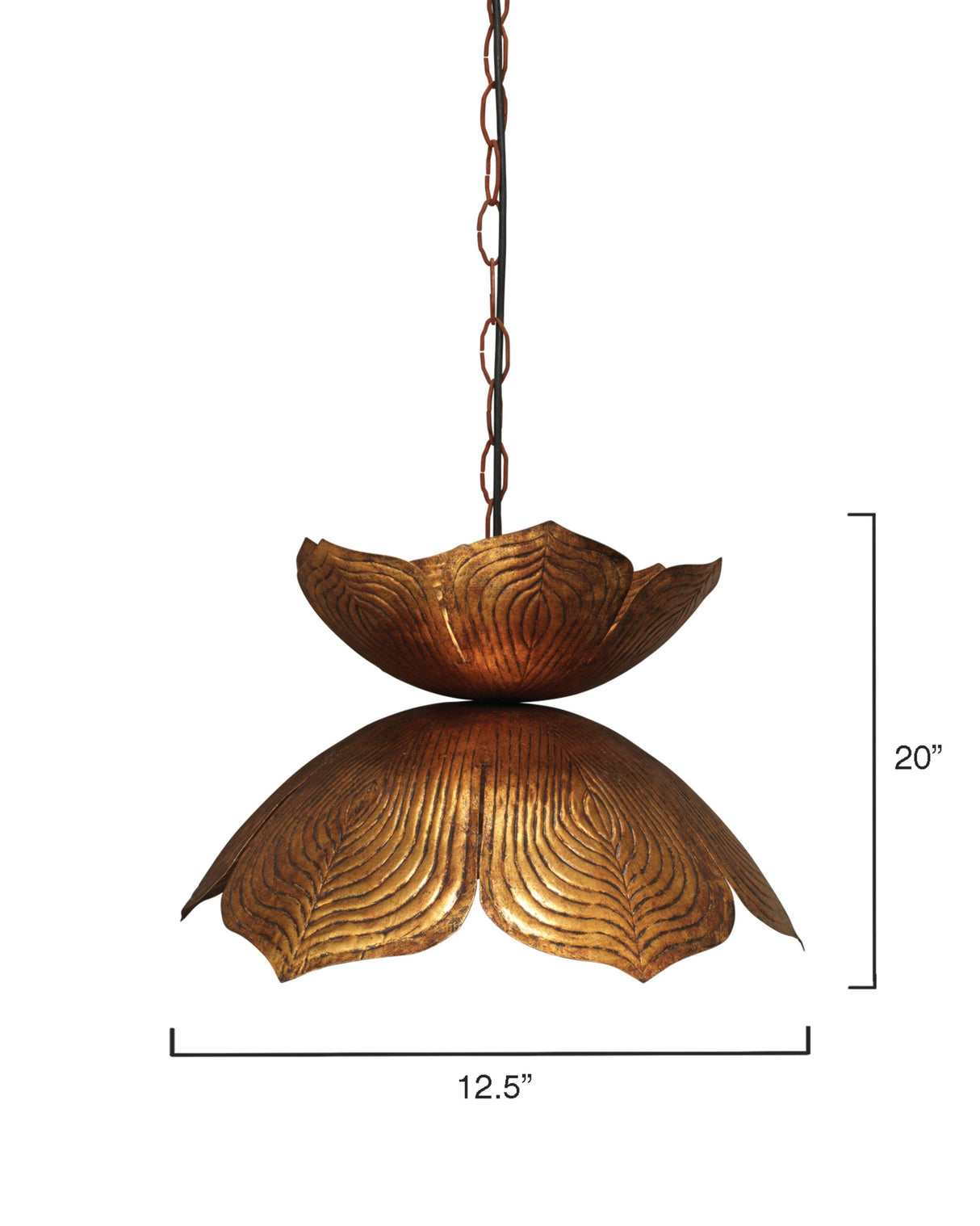 Jamie Young Flowering Lotus 1-Light Iron Pendant, Antique Gold, Large