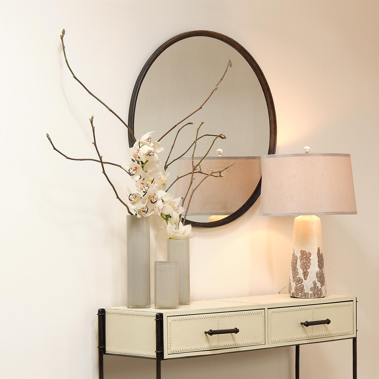 Jamie Young Refined Iron Round Wall Mirror, Black