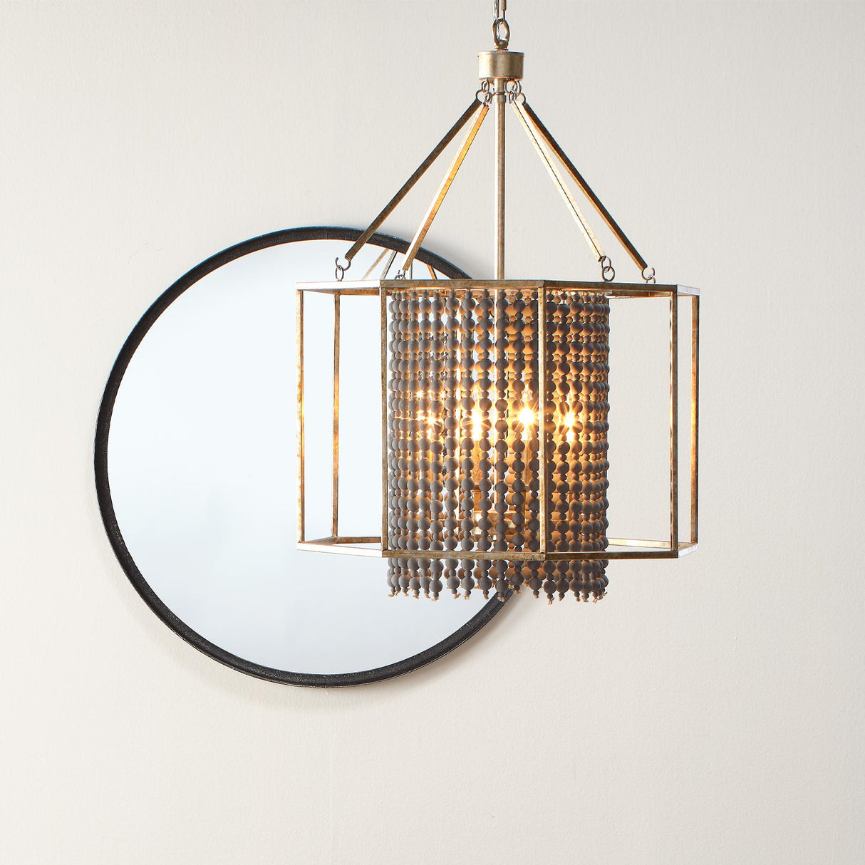 Jamie Young Refined Iron Round Wall Mirror, Black