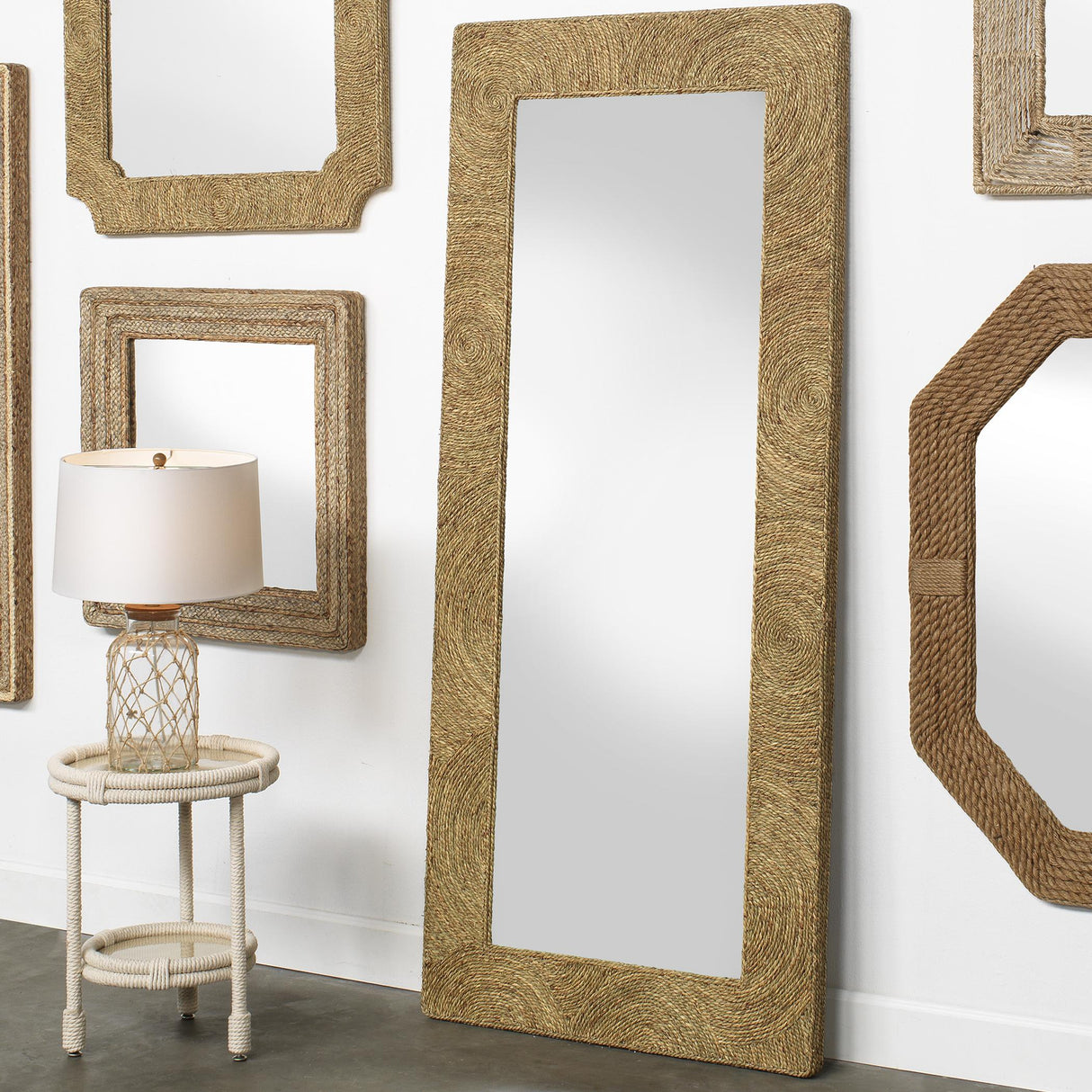 Jamie Young Harbor Seagrass Rectangle Floor Mirror
