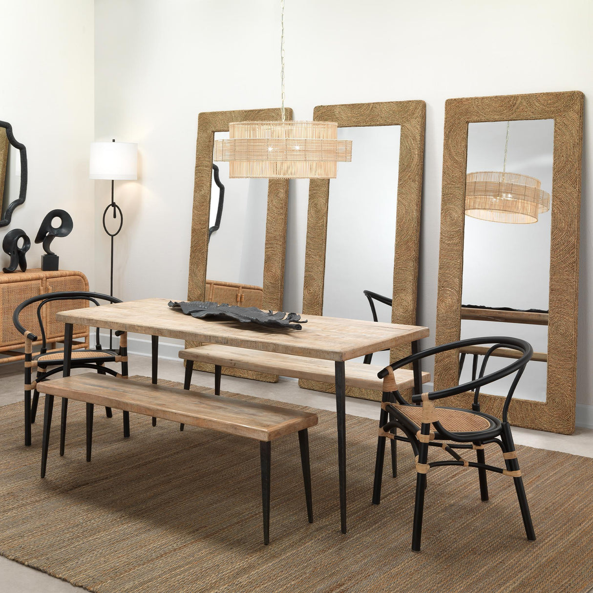 Jamie Young Harbor Seagrass Rectangle Floor Mirror