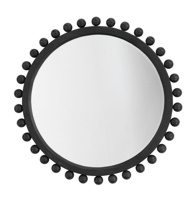 Jamie Young Brighton Round Wood Mirror, Charcoal