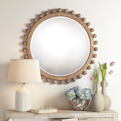Jamie Young Brighton Round Wood Mirror, Natural