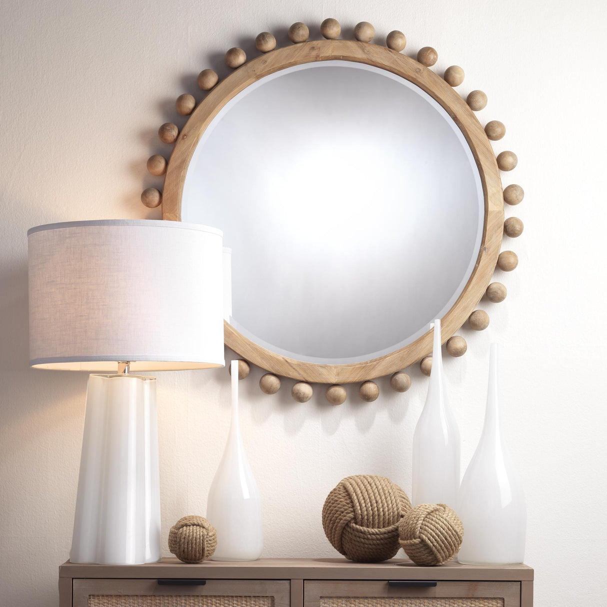 Jamie Young Brighton Round Wood Mirror, Natural