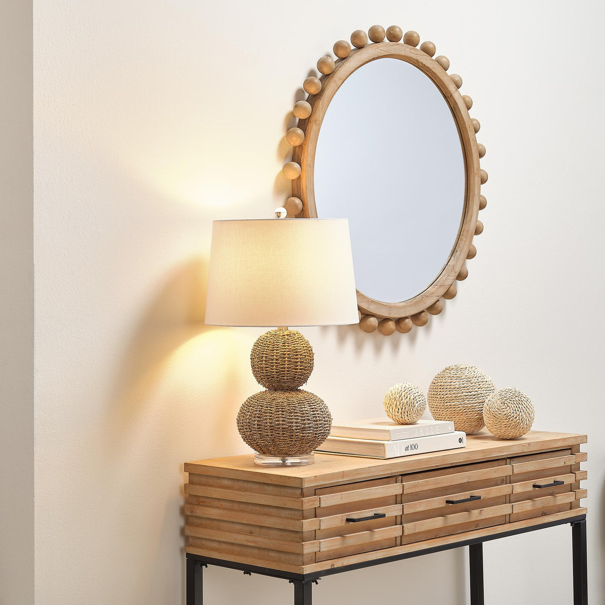 Jamie Young Brighton Round Wood Mirror, Natural