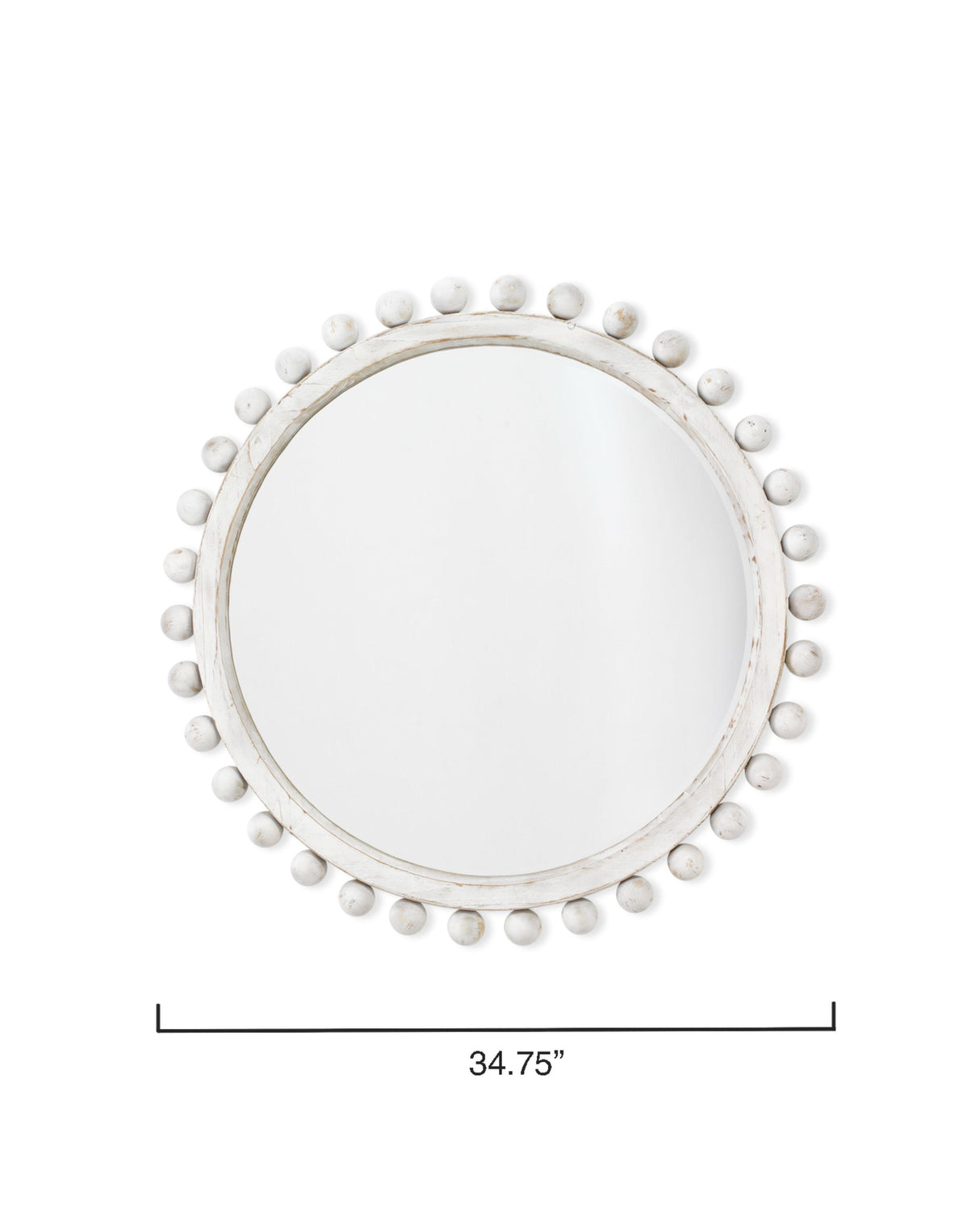 Jamie Young Brighton Round Wood Mirror, White Washed