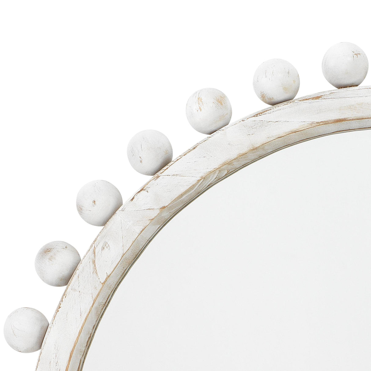 Jamie Young Brighton Round Wood Mirror, White Washed