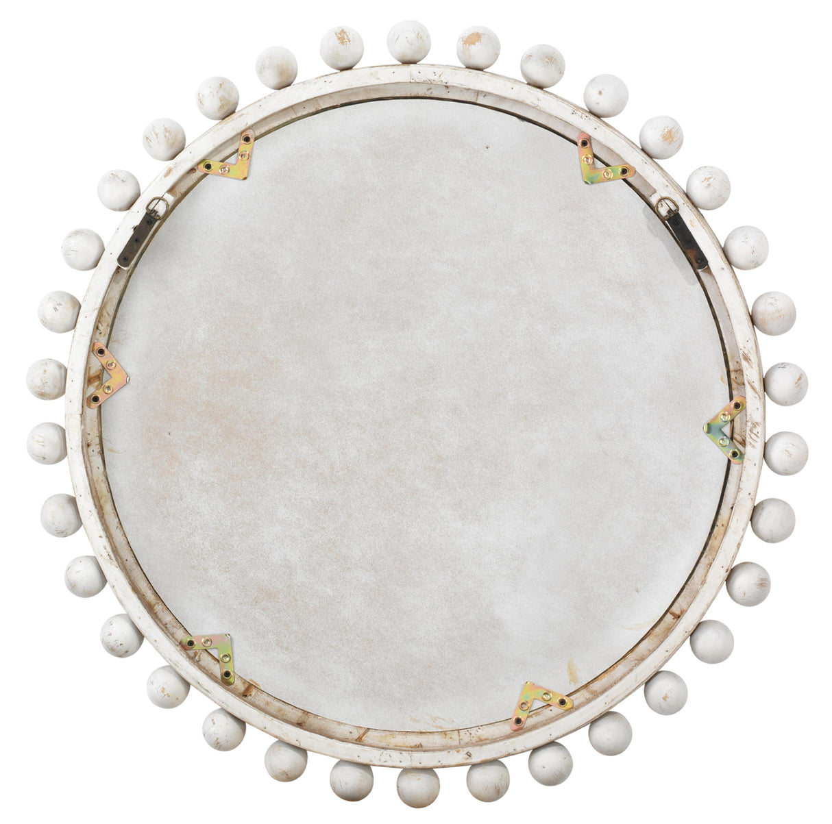 Jamie Young Brighton Round Wood Mirror, White Washed