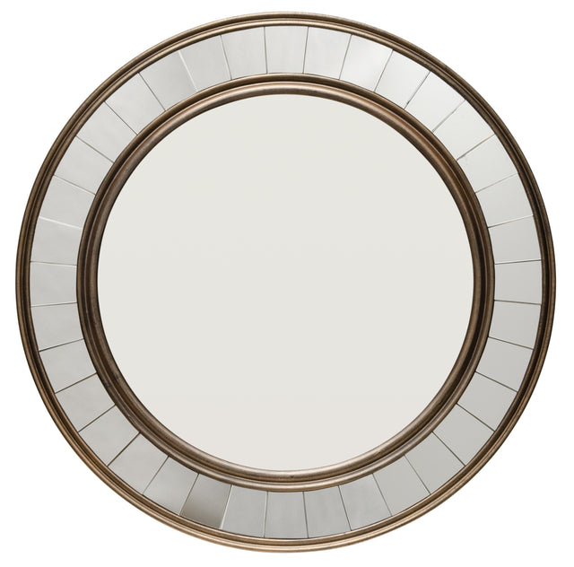 Jamie Young Coltrane Wood Round Wall Mirror, Antique Bronze
