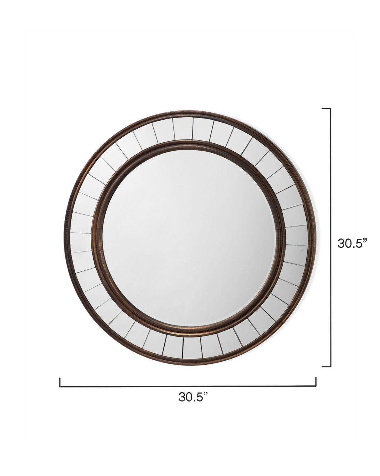 Jamie Young Coltrane Wood Round Wall Mirror, Antique Bronze