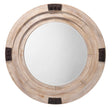 Jamie Young Foreman Wood Round Wall Mirror, White Washed