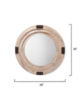 Jamie Young Foreman Wood Round Wall Mirror, White Washed