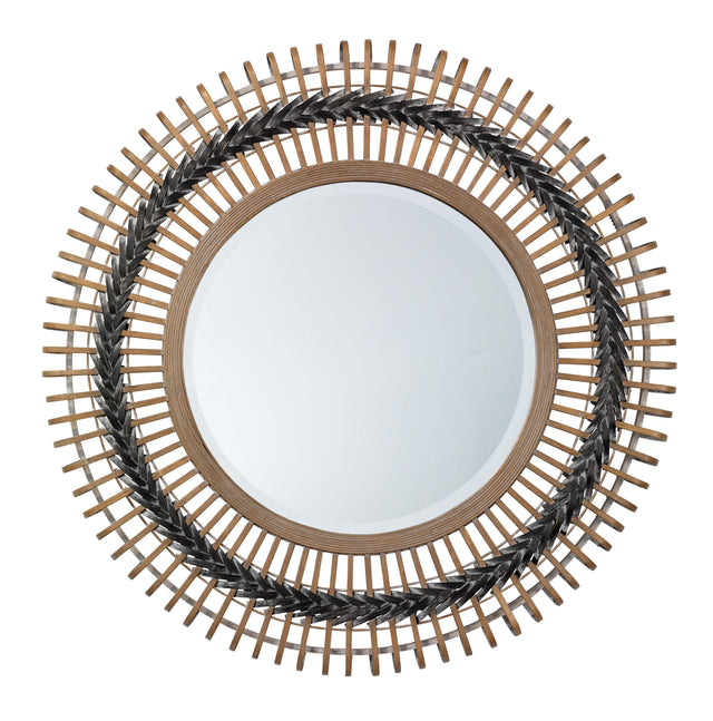 Jamie Young Grove Bamboo Round Braided Mirror, Gray