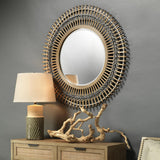 Jamie Young Grove Bamboo Round Braided Mirror, Gray