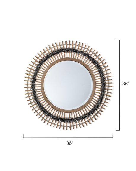 Jamie Young Grove Bamboo Round Braided Mirror, Gray