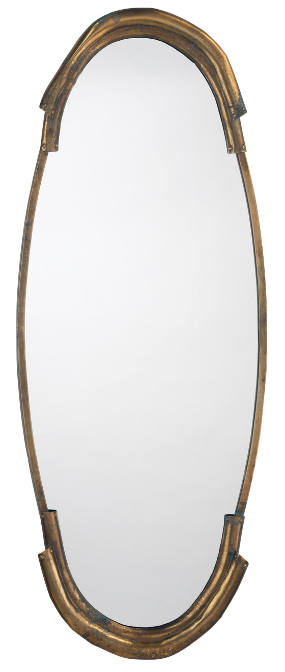 Jamie Young Margaux Metal Oval Wall Mirror, Antique Brass