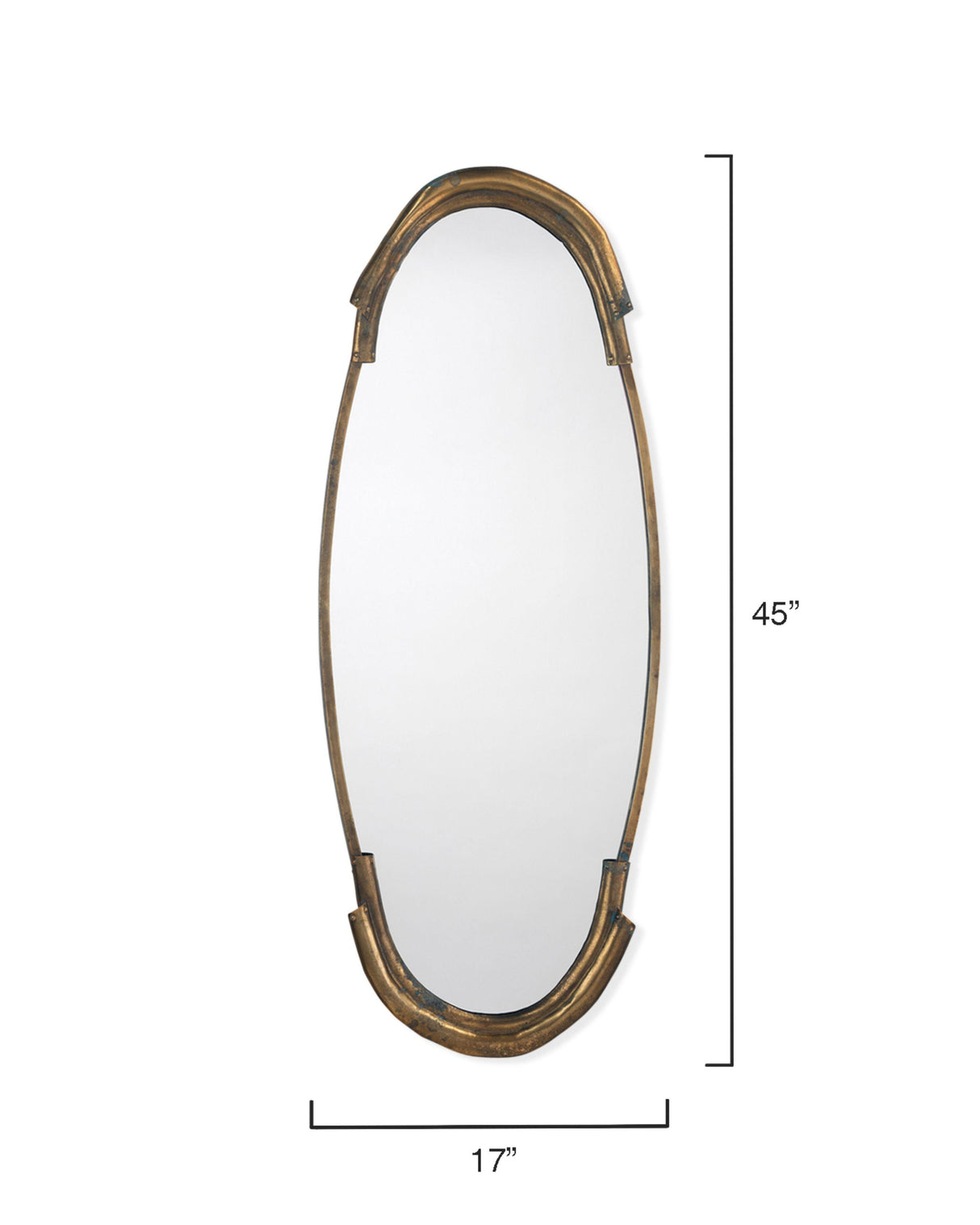 Jamie Young Margaux Metal Oval Wall Mirror, Antique Brass