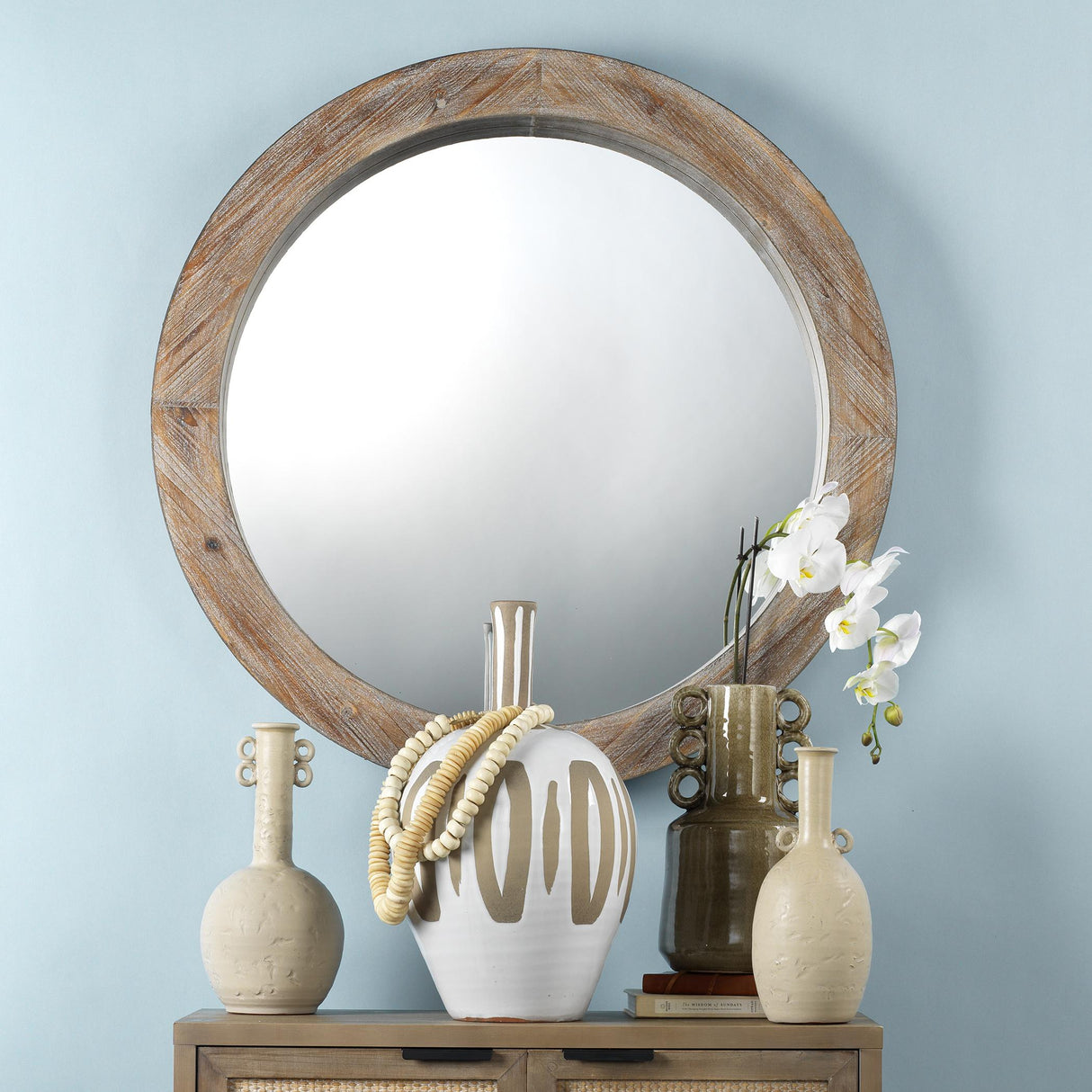 Jamie Young Reclaimed Wood Round Wall Mirror
