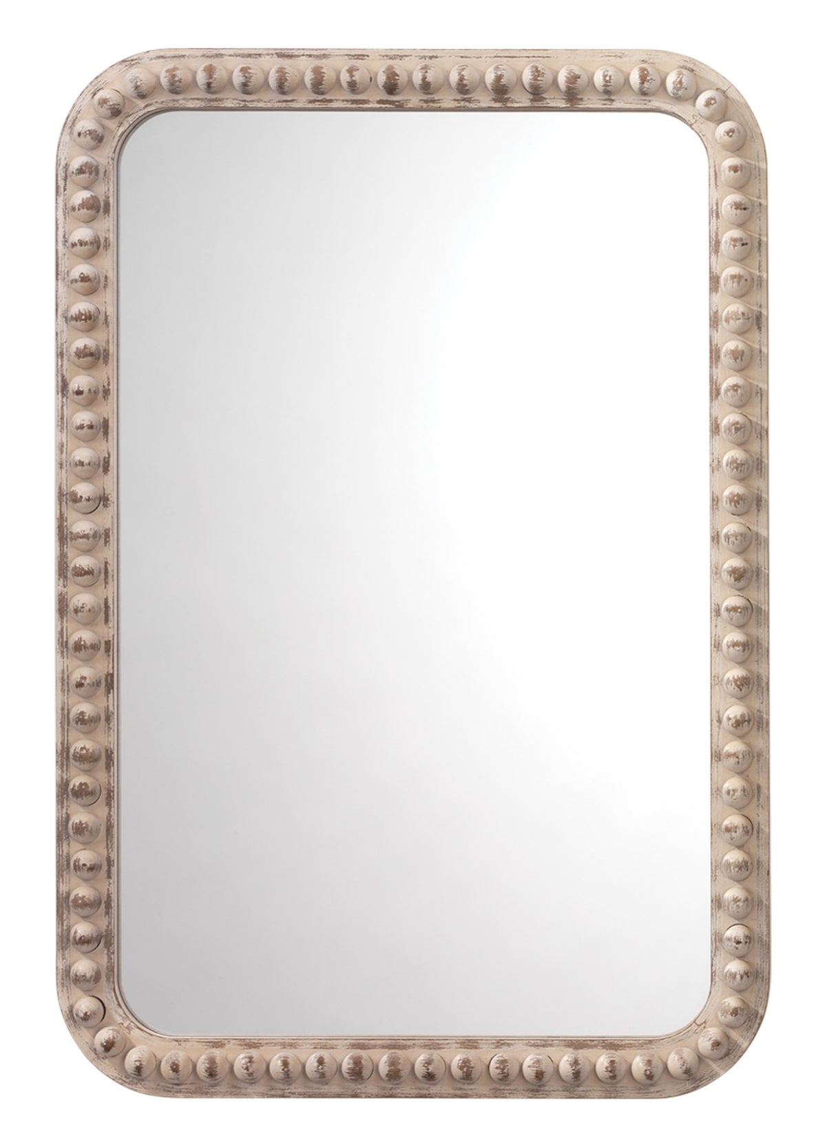 Jamie Young Rectangle Audrey Wall Mirror, White Washed Wood