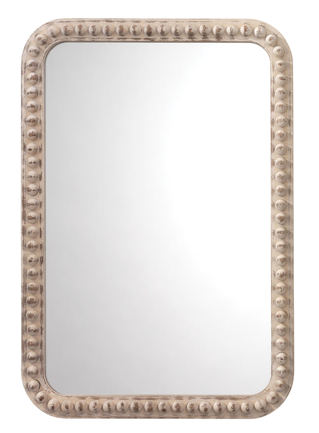 Jamie Young Rectangle Audrey Wall Mirror, White Washed Wood