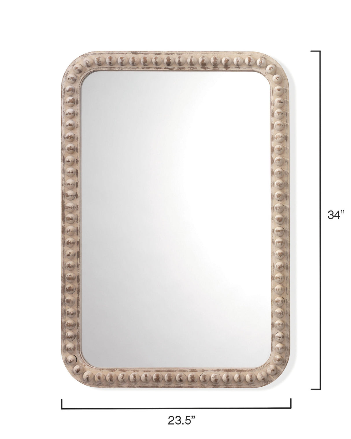 Jamie Young Rectangle Audrey Wall Mirror, White Washed Wood