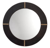 Jamie Young Round Cross Stitch Round Wall Mirror, Espresso Hide