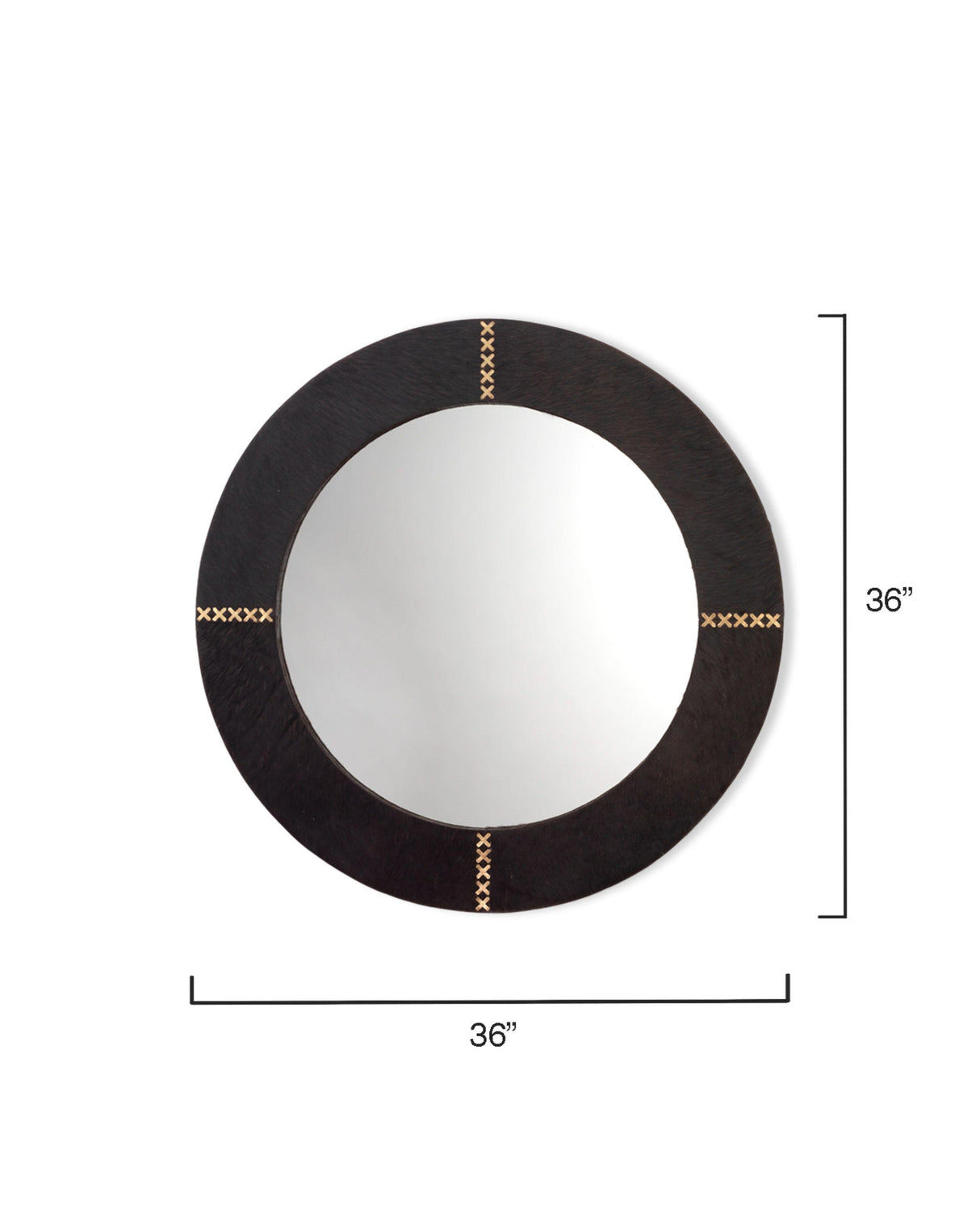 Jamie Young Round Cross Stitch Round Wall Mirror, Espresso Hide