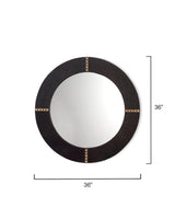 Jamie Young Round Cross Stitch Round Wall Mirror, Espresso Hide