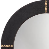 Jamie Young Round Cross Stitch Round Wall Mirror, Espresso Hide