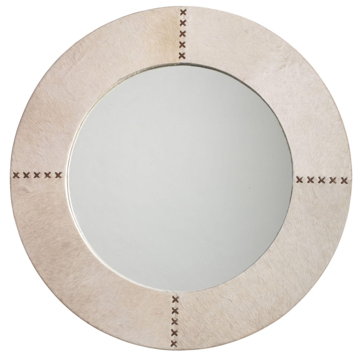 Jamie Young Round Cross Stitch Round Wall Mirror, White Hide