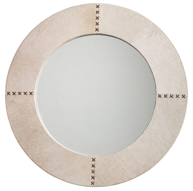 Jamie Young Round Cross Stitch Round Wall Mirror, White Hide