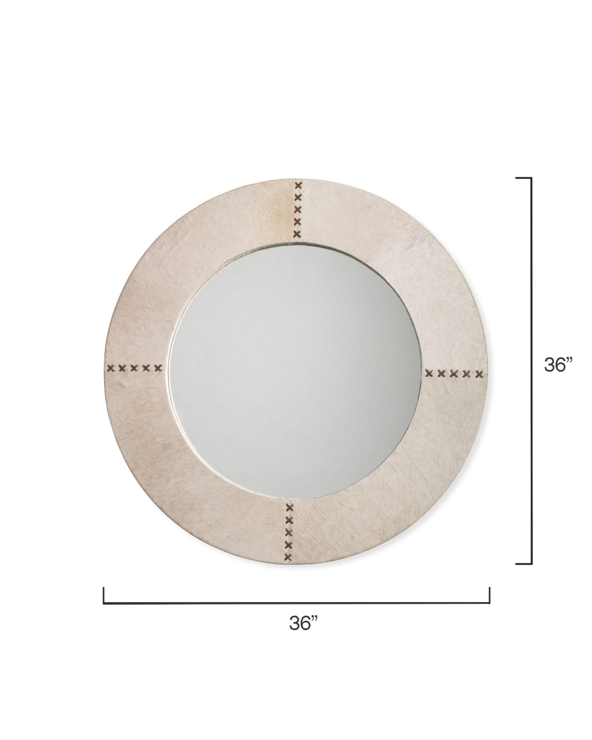Jamie Young Round Cross Stitch Round Wall Mirror, White Hide
