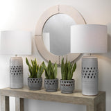 Jamie Young Round Cross Stitch Round Wall Mirror, White Hide