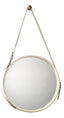 Jamie Young Round Steel Round Wall Mirror, White Hide