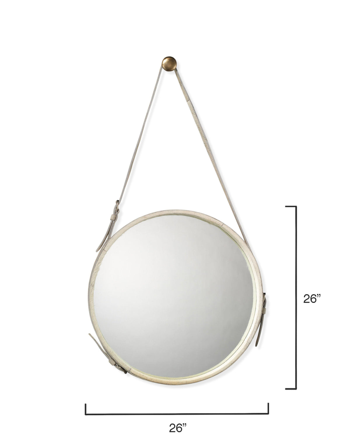 Jamie Young Round Steel Round Wall Mirror, White Hide