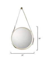 Jamie Young Round Steel Round Wall Mirror, White Hide