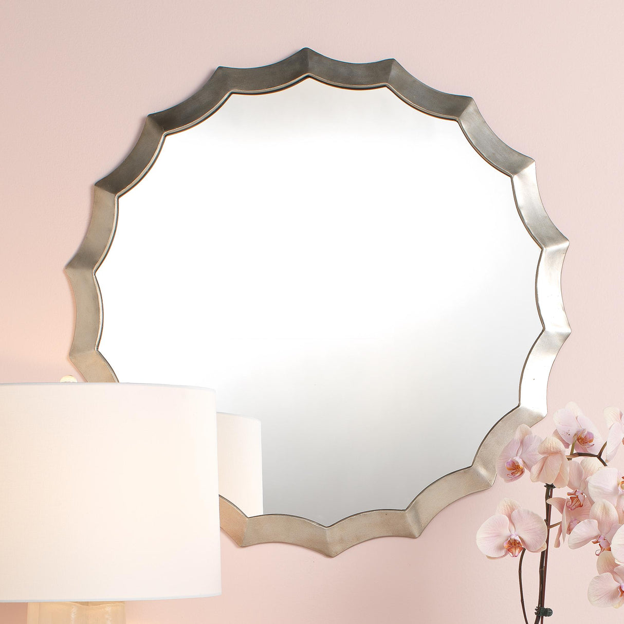 Jamie Young Round Metal Scalloped Wall Mirror