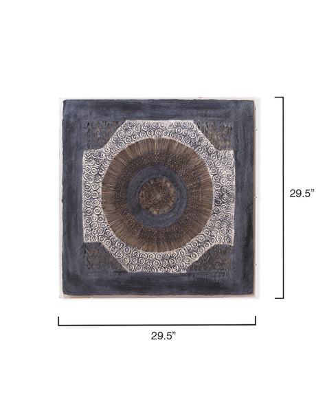 Jamie Young Batik Square Framed Wall Art, Indigo Paper