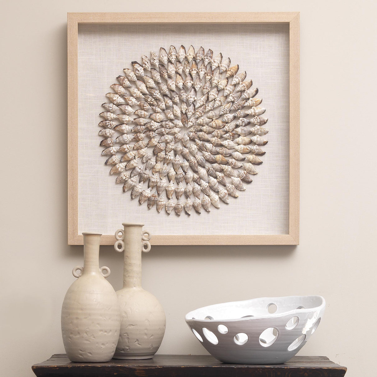 Jamie Young Riviera Framed Wall Art, Beige Simnia Shell