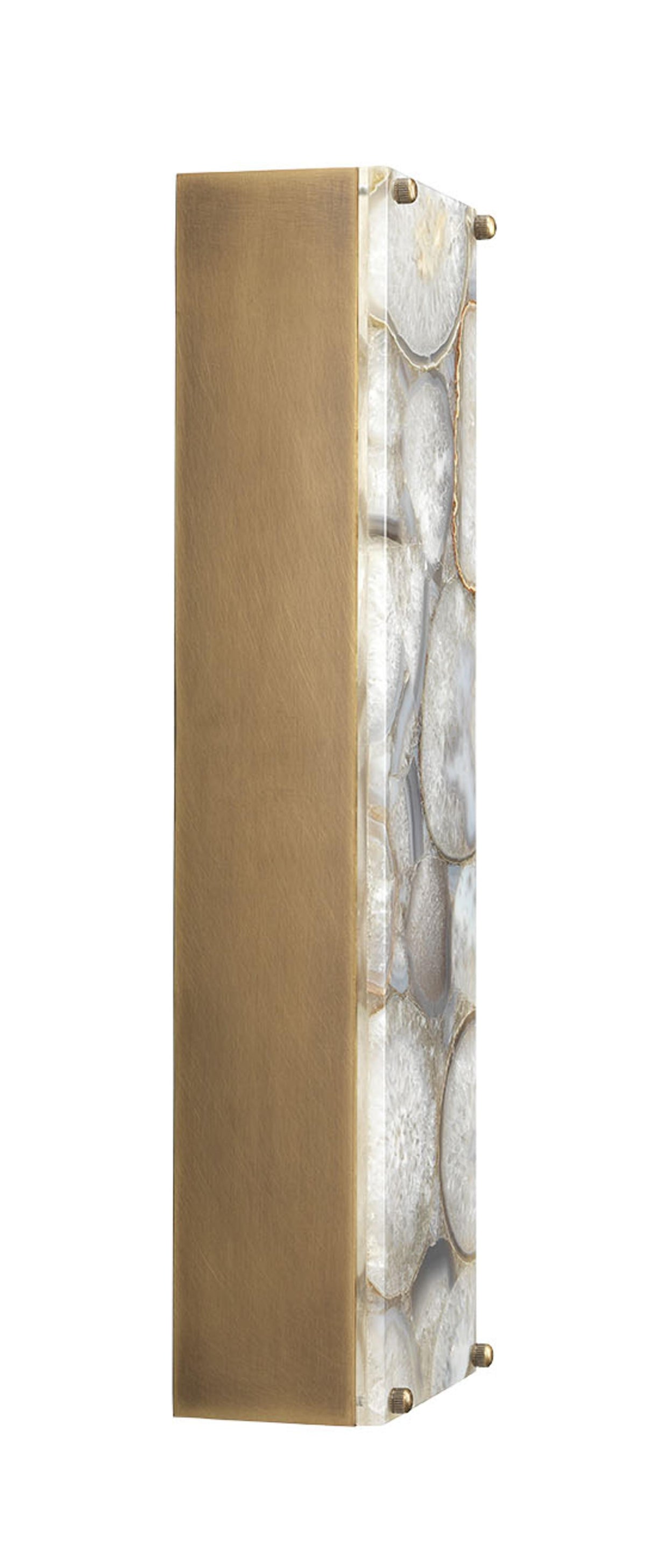 Jamie Young Adeline Rectangle Wall Sconce, Agate Resin and Antique Brass
