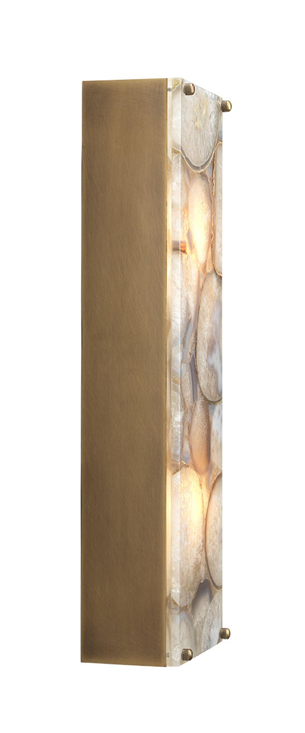 Jamie Young Adeline Rectangle Wall Sconce, Agate Resin and Antique Brass