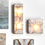 Jamie Young Adeline Rectangle Wall Sconce, Agate Resin and Antique Brass