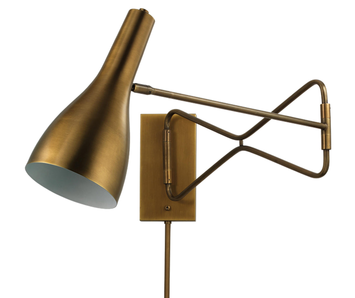 Jamie Young Lenz Swing Arm 1-Light Wall Sconce, Antique Brass