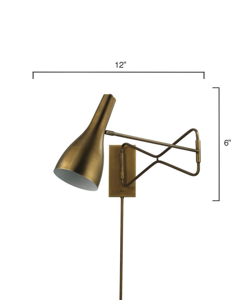 Jamie Young Lenz Swing Arm Antique Brass Wall Sconces