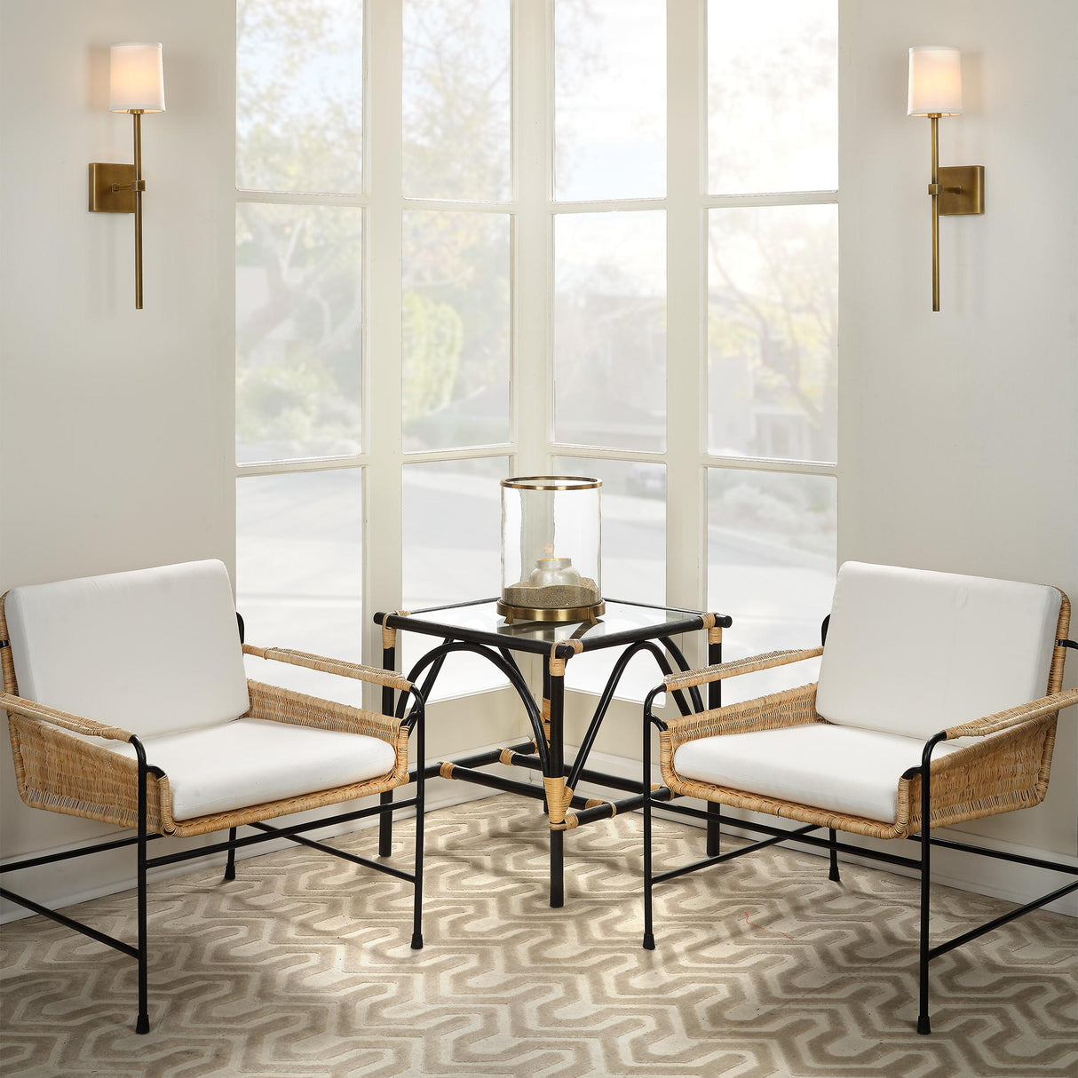 Jamie Young Minerva Wall Sconce, Antique Brass With White Linen Shade