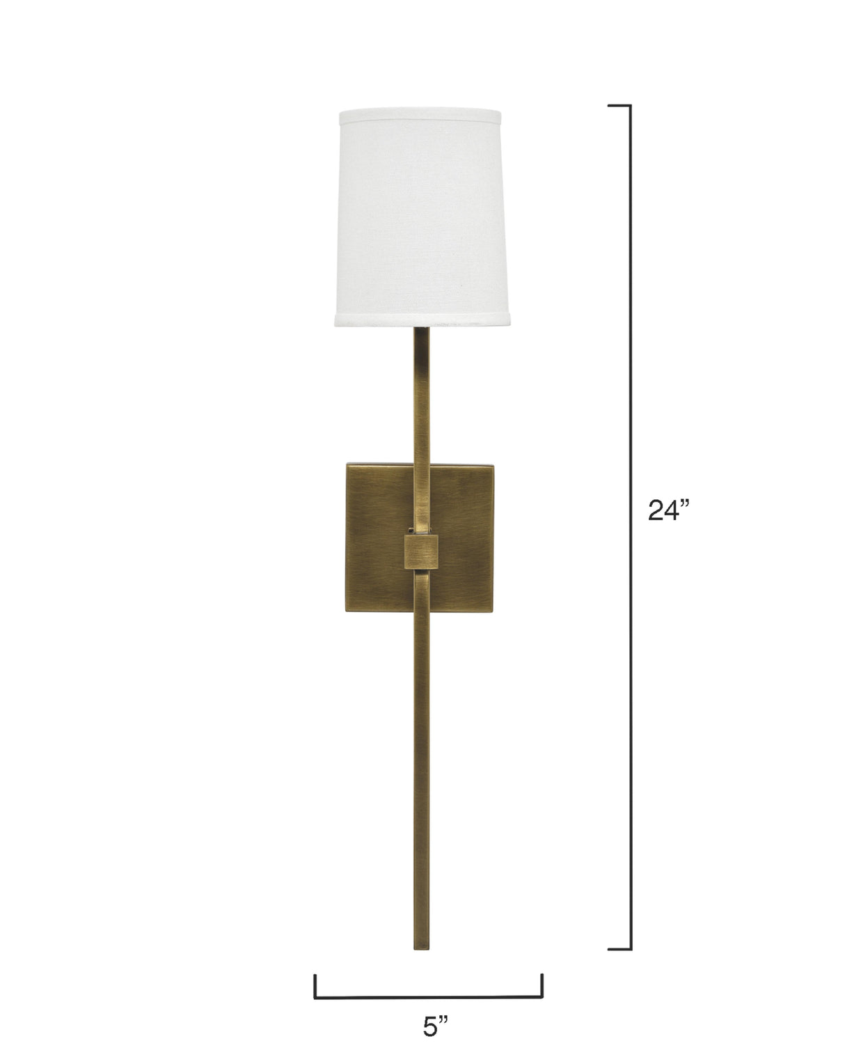 Jamie Young Minerva Wall Sconce, Antique Brass With White Linen Shade