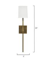 Jamie Young Minerva Wall Sconce, Antique Brass With White Linen Shade