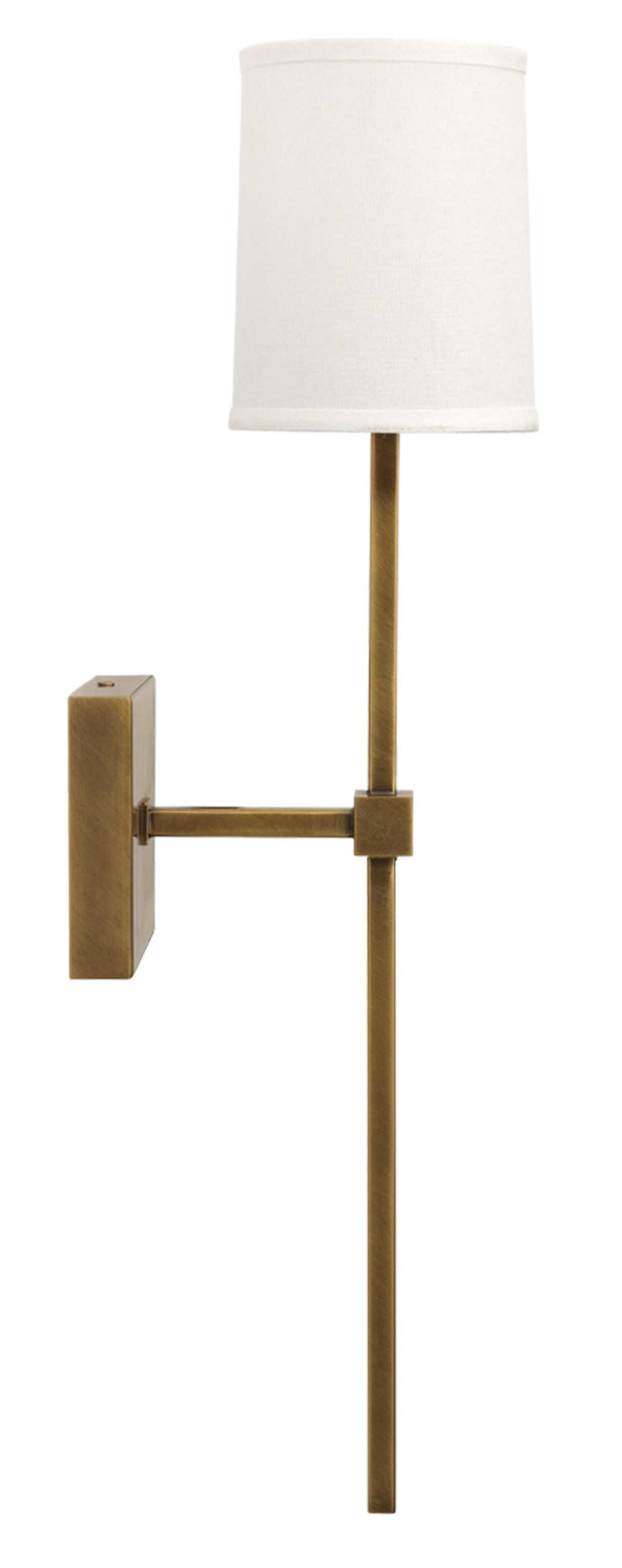 Jamie Young Minerva Wall Sconce, Antique Brass With White Linen Shade