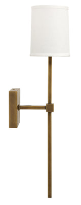 Jamie Young Minerva Wall Sconce, Antique Brass With White Linen Shade