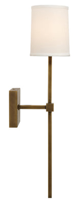 Jamie Young Minerva Wall Sconce, Antique Brass With White Linen Shade